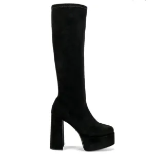 NIB NWT Tony Bianco Toniq Platform Boot Black Stretch Suede REVOLVE sz 7.5