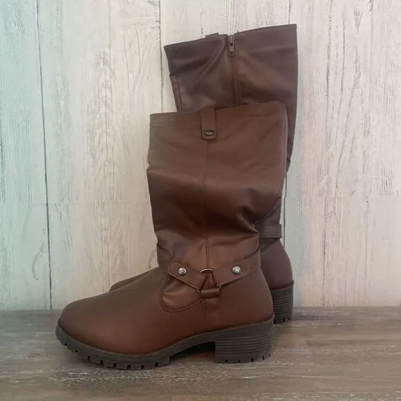 NIB- Olivia Miller Kristen Knee High Riding Boots Women's Size 6.5 in Brown