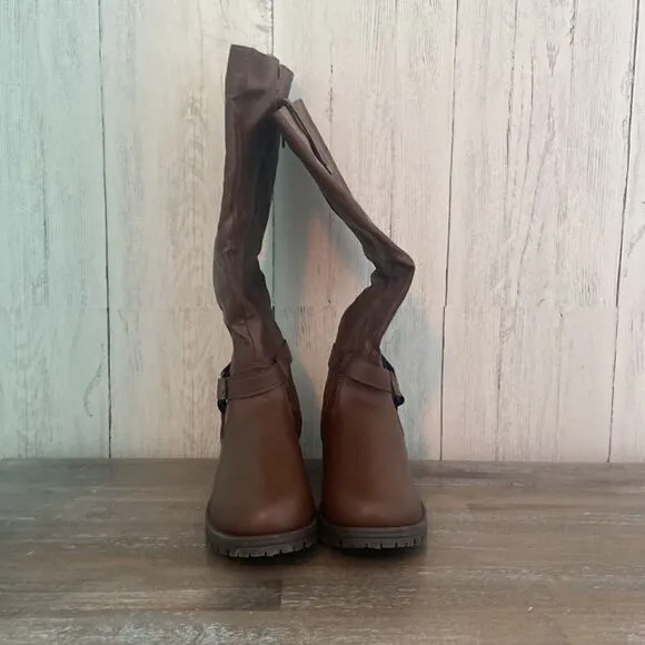 NIB- Olivia Miller Kristen Knee High Riding Boots Women's Size 6.5 in Brown