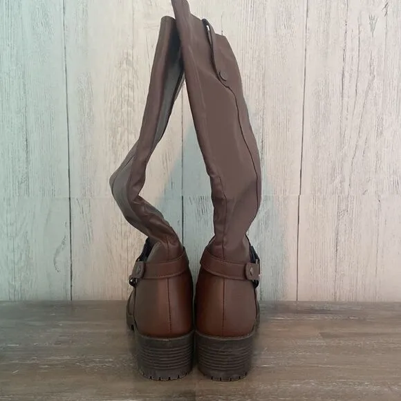 NIB- Olivia Miller Kristen Knee High Riding Boots Women's Size 6.5 in Brown