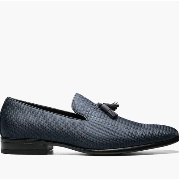 :NIB Stacy Adams Tazewell navy Loafers w/ Tassels &amp; Memory Foam Size 13M slip-on