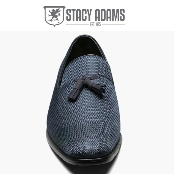 :NIB Stacy Adams Tazewell navy Loafers w/ Tassels &amp; Memory Foam Size 13M slip-on