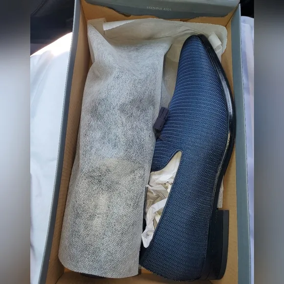 :NIB Stacy Adams Tazewell navy Loafers w/ Tassels &amp; Memory Foam Size 13M slip-on