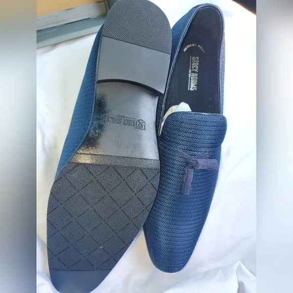 :NIB Stacy Adams Tazewell navy Loafers w/ Tassels &amp; Memory Foam Size 13M slip-on