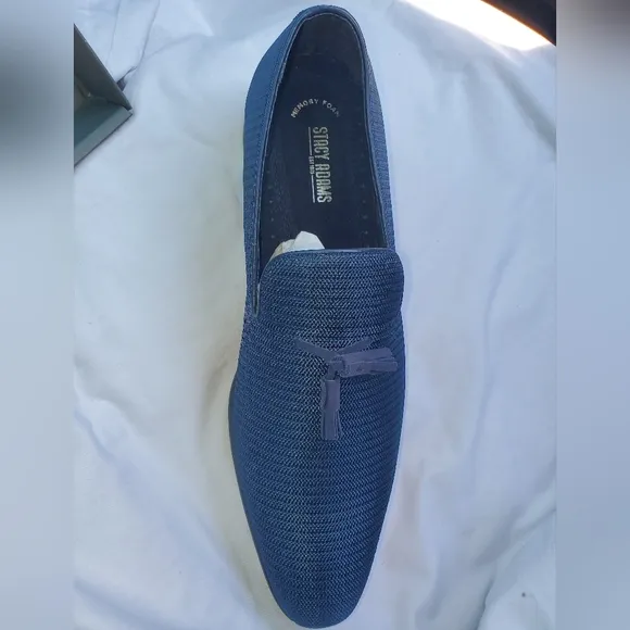 :NIB Stacy Adams Tazewell navy Loafers w/ Tassels &amp; Memory Foam Size 13M slip-on