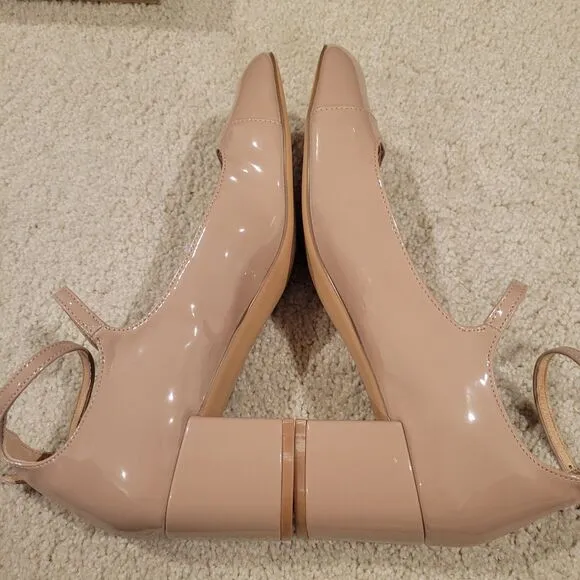 NIB Steve Madden Women SABRINA Patent Strappy Mary Jane Heels Sandals Tan Size 8