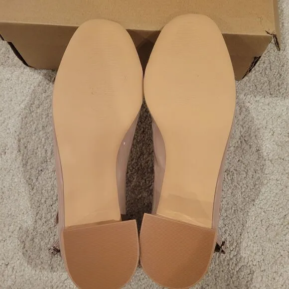 NIB Steve Madden Women SABRINA Patent Strappy Mary Jane Heels Sandals Tan Size 8