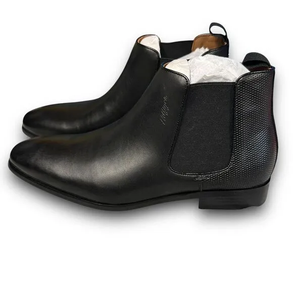 NIB Tommy Hilfiger Sz 9.5 Sesame Square‎ Toe Chelsea Black Boots.