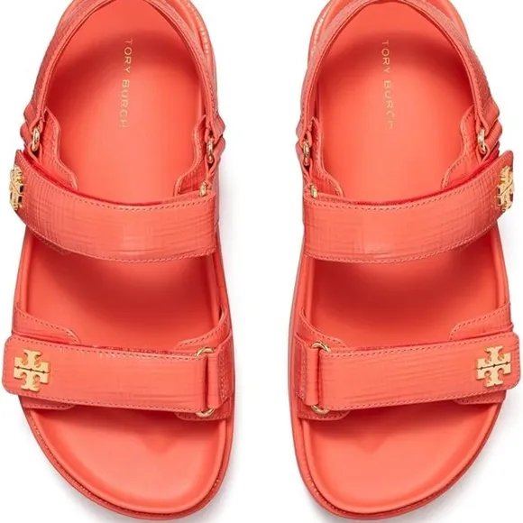 NIB Tory Burch KIRA Sport Chunky Platform Sandals CORAL  - 5 11 7.5