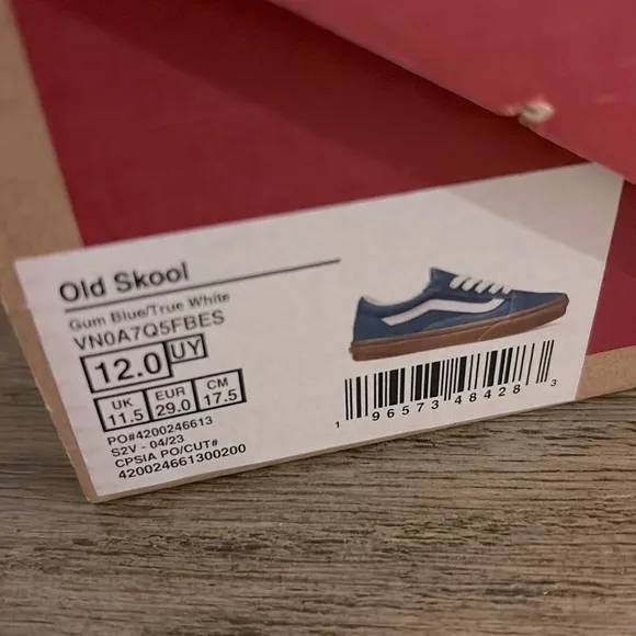 NIB [Vans] Old Skool Blue Gum/White Tennis Shoe Sneakers Little Kids Sz 12
