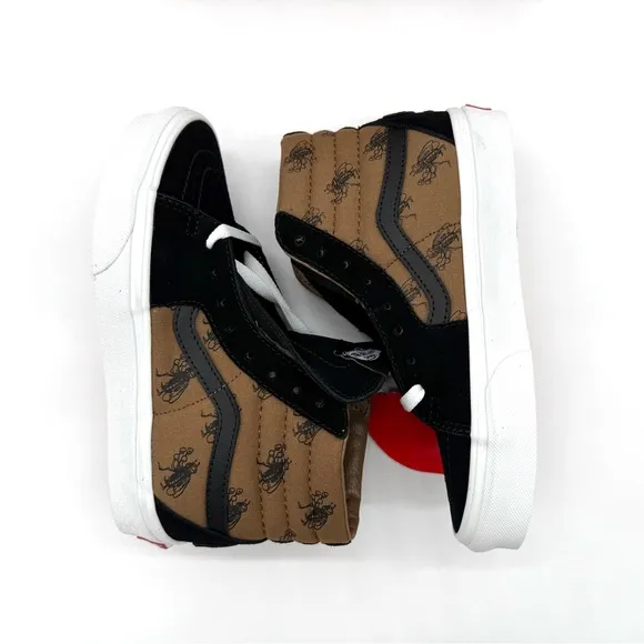 NIB Vans Sk8-Hi Check Research Suede Skate Sneakers In Brown &amp; Black M 4.5, W 6
