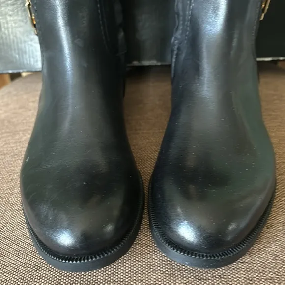 NIB women RL Sz 5B black leather round toe knee high luxury business casual boot