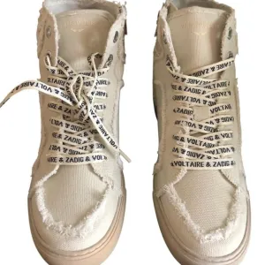 NIB ZADIG &amp; VOLTAIRE Women's High Flash Distressed Canvas High Top Sneakers Size