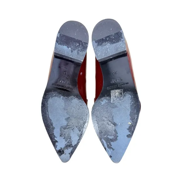 Nicholas Kirkwood Patent Leather Pointed Toe Slip On Loafers Burgundy Preppy