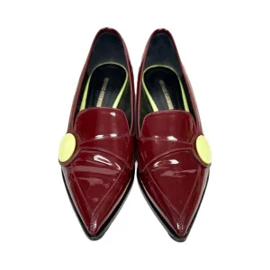 Nicholas Kirkwood Patent Leather Pointed Toe Slip On Loafers Burgundy Preppy