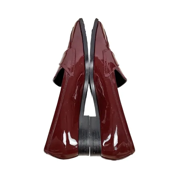 Nicholas Kirkwood Patent Leather Pointed Toe Slip On Loafers Burgundy Preppy
