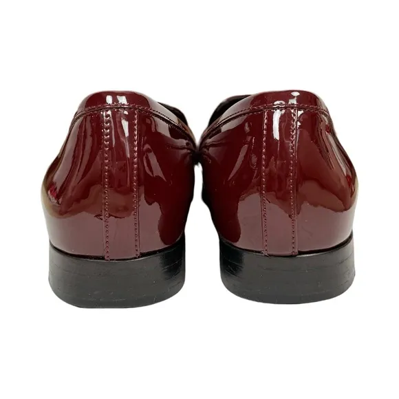 Nicholas Kirkwood Patent Leather Pointed Toe Slip On Loafers Burgundy Preppy