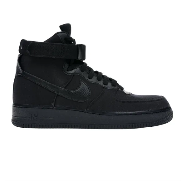 Nike Air Force 1 Canvas Black on Black High Top Anthracite Basketball Sn…