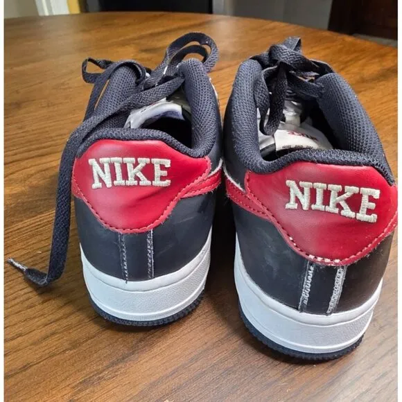 Nike Air Force 1 Low Black White Red Sneakers Mens Size 7Y Leather Classic Style