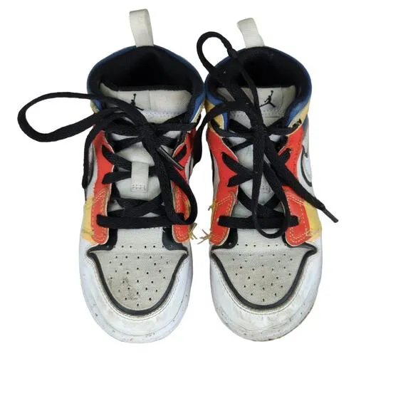 Nike Air Jordan 1 Kids Size 10C High Top Sneakers Multicolor Canvas Basketball