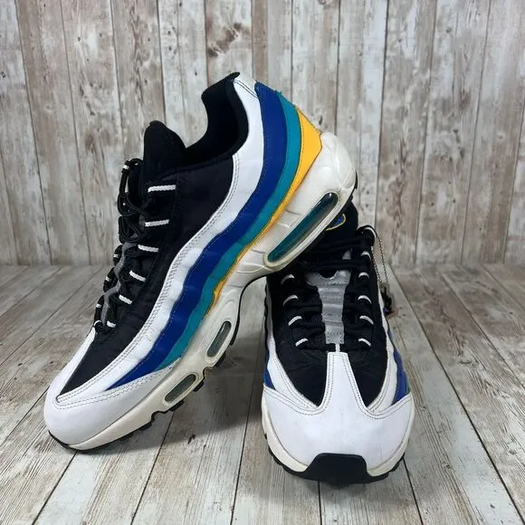 Nike Air Max 95 Windbreaker Men 11.5 Sneakers Shoes Yellow Blue White AJ2018-123