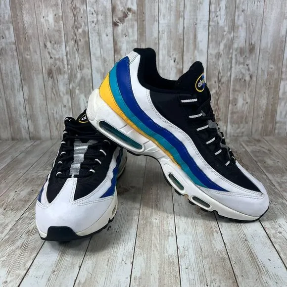 Nike Air Max 95 Windbreaker Men 11.5 Sneakers Shoes Yellow Blue White AJ2018-123