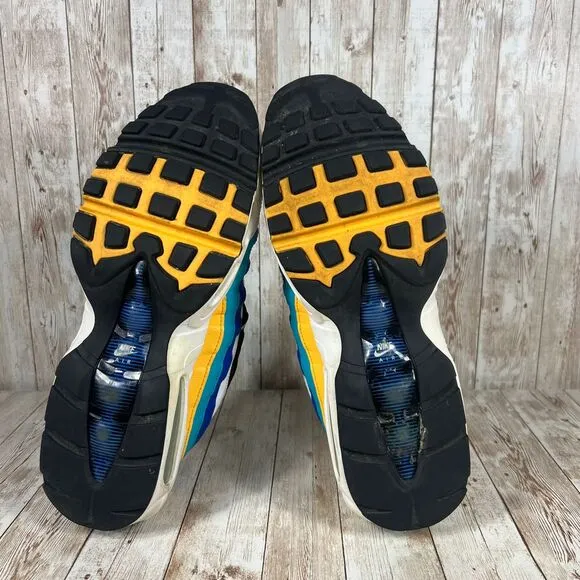 Nike Air Max 95 Windbreaker Men 11.5 Sneakers Shoes Yellow Blue White AJ2018-123