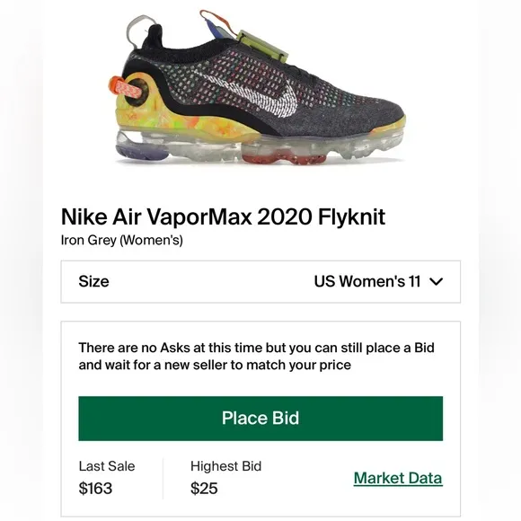 Nike Air VaporMax 2020 FlyKnit “Iron Grey” Women’s Size 11
