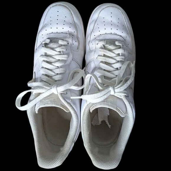 Nike Air Air Force 1 White Perforated  Leather Sneakers size Mens 13 47.5