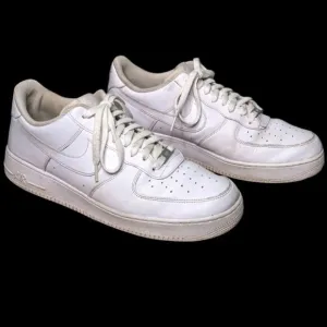 Nike Air Air Force 1 White Perforated  Leather Sneakers size Mens 13 47.5