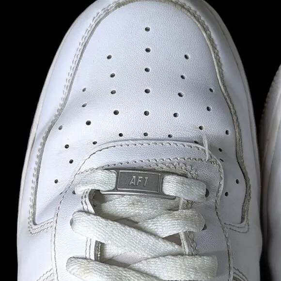 Nike Air Air Force 1 White Perforated  Leather Sneakers size Mens 13 47.5