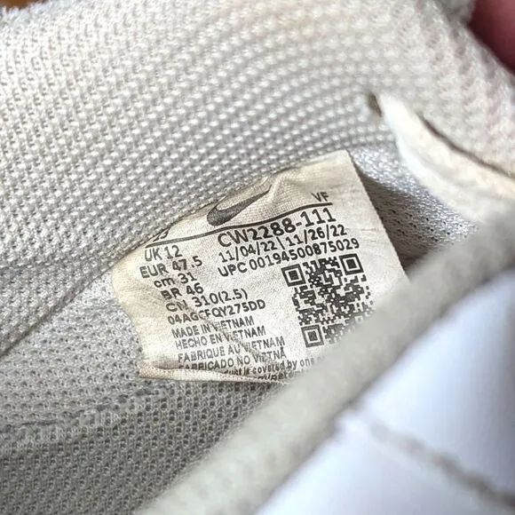 Nike Air Air Force 1 White Perforated  Leather Sneakers size Mens 13 47.5