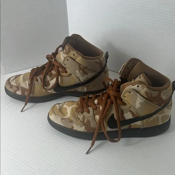 Nike Brown and Tan Leather High-Top Sneakers