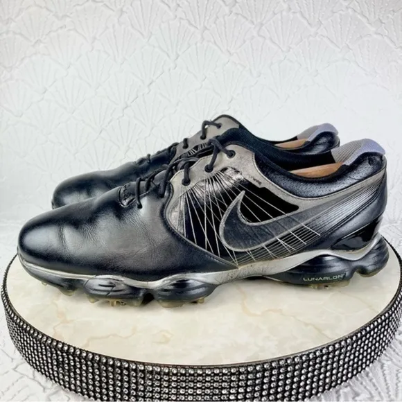 Nike Golf  Lace Up Athletic Shoes Men 11.5W Black Leather Retro Y2k Golf Sneaker