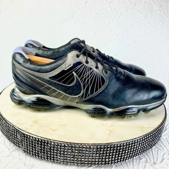 Nike Golf  Lace Up Athletic Shoes Men 11.5W Black Leather Retro Y2k Golf Sneaker