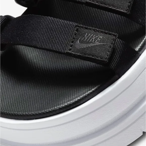 Nike Icon Classic Platform Sandals Womens 11 Black White Strappy Hook Loop