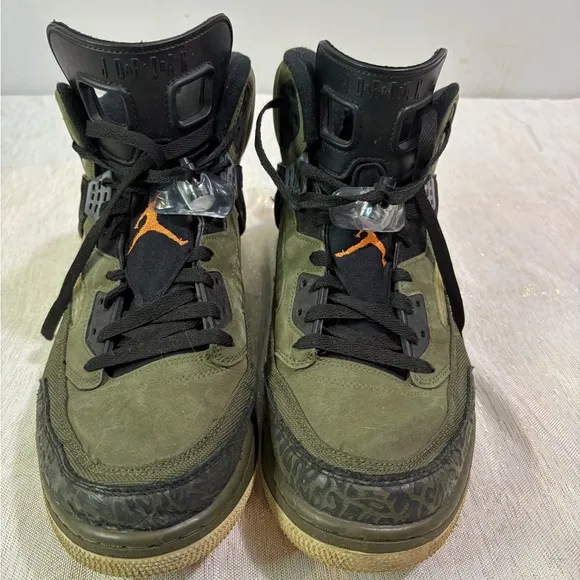 Nike Jordan Spizike Mens 13 Olive Canvas Black Mid Sneakers Basketball Shoes