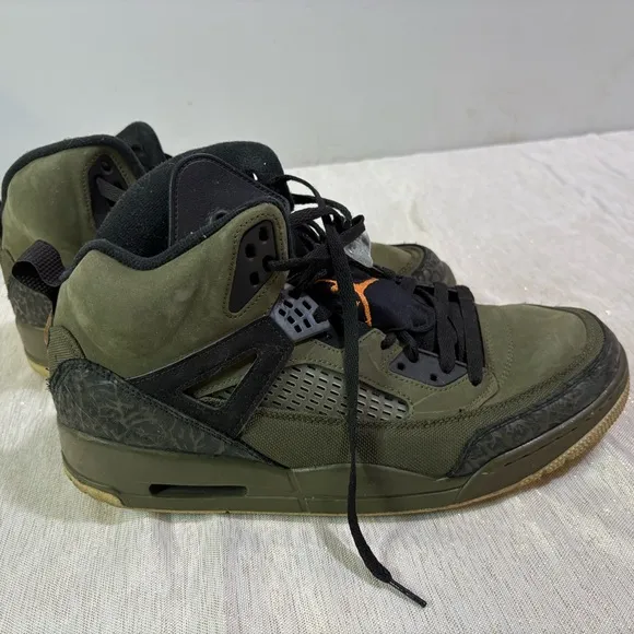 Nike Jordan Spizike Mens 13 Olive Canvas Black Mid Sneakers Basketball Shoes