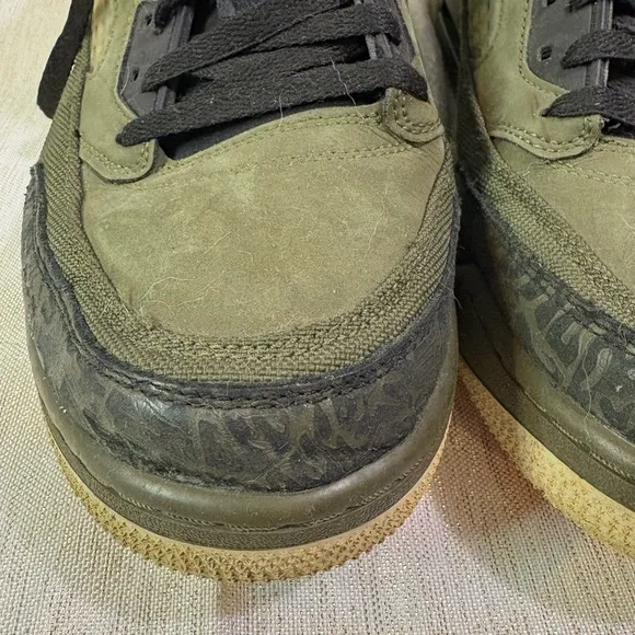 Nike Jordan Spizike Mens 13 Olive Canvas Black Mid Sneakers Basketball Shoes