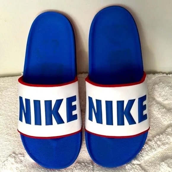 Nike Offcourt Men's Blue, White &amp; Red Padded Foot Slide Sandals Size 10