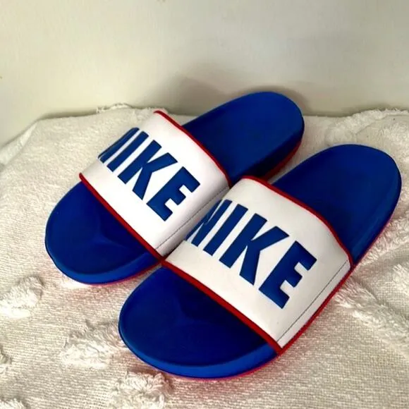 Nike Offcourt Men's Blue, White &amp; Red Padded Foot Slide Sandals Size 10