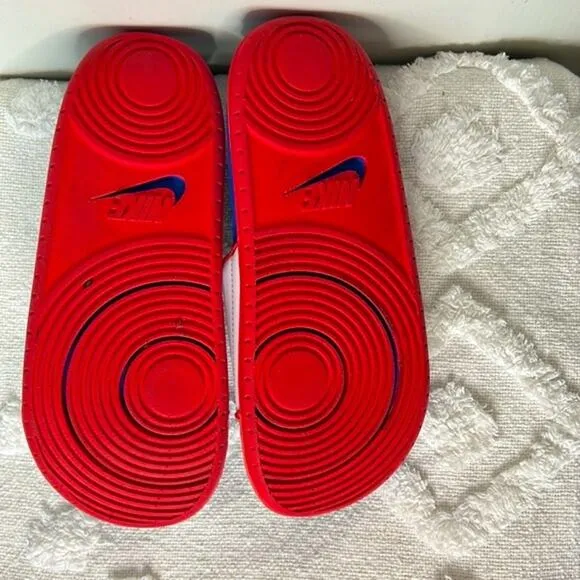 Nike Offcourt Men's Blue, White &amp; Red Padded Foot Slide Sandals Size 10