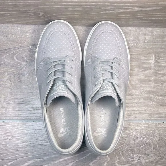 Nike SB Zoom Stefan Janoski Men’s Sz 9 Gray White Canvas PRM Polka Dot Sneakers