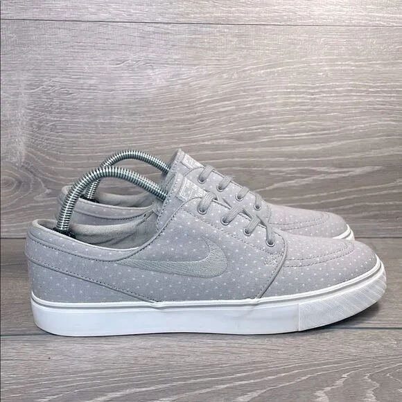 Nike SB Zoom Stefan Janoski Men’s Sz 9 Gray White Canvas PRM Polka Dot Sneakers
