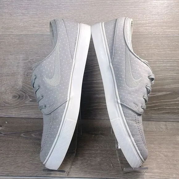 Nike SB Zoom Stefan Janoski Men’s Sz 9 Gray White Canvas PRM Polka Dot Sneakers