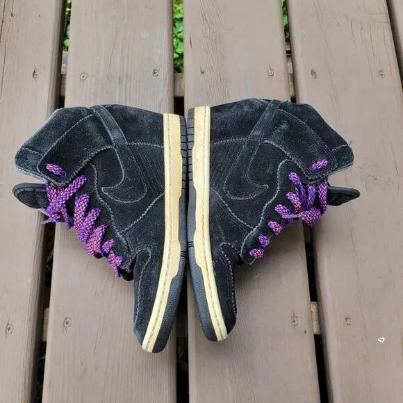 Nike Dunk Sky High Top Court Black Purple Suede Leather Wedge Sneakers Trainers