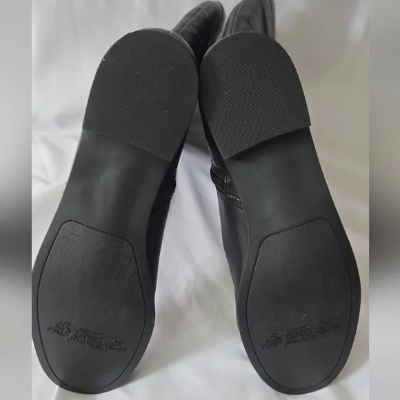 Nine West Vashiza Black Leather Tall Riding Boots Size 8