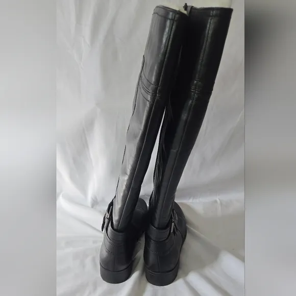 Nine West Vashiza Black Leather Tall Riding Boots Size 8