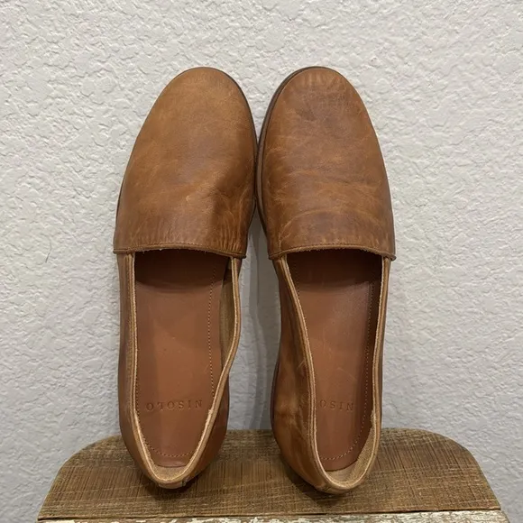 Nisolo Rio Leather Slip On Loafers Tobacco Size 10.5
