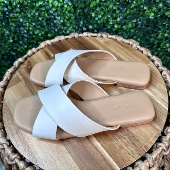 Nisolo x Anthropologie Catalina Slide Sandal in color bone new im box